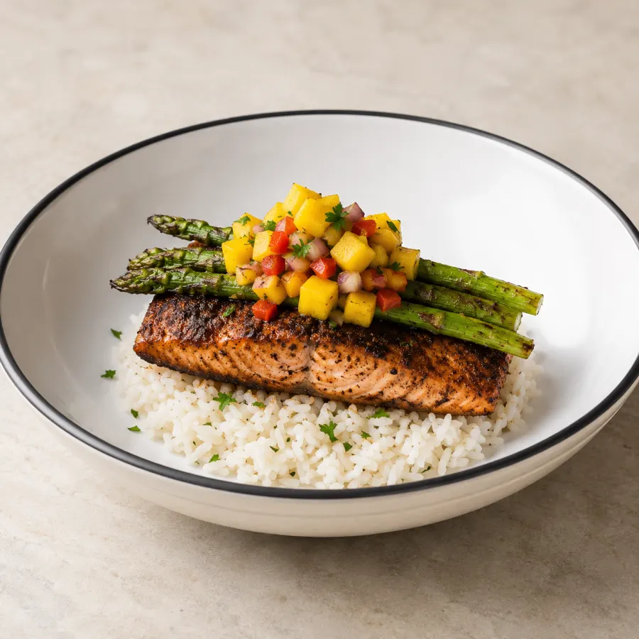 Caribbean Salmon + Mango Salsa
