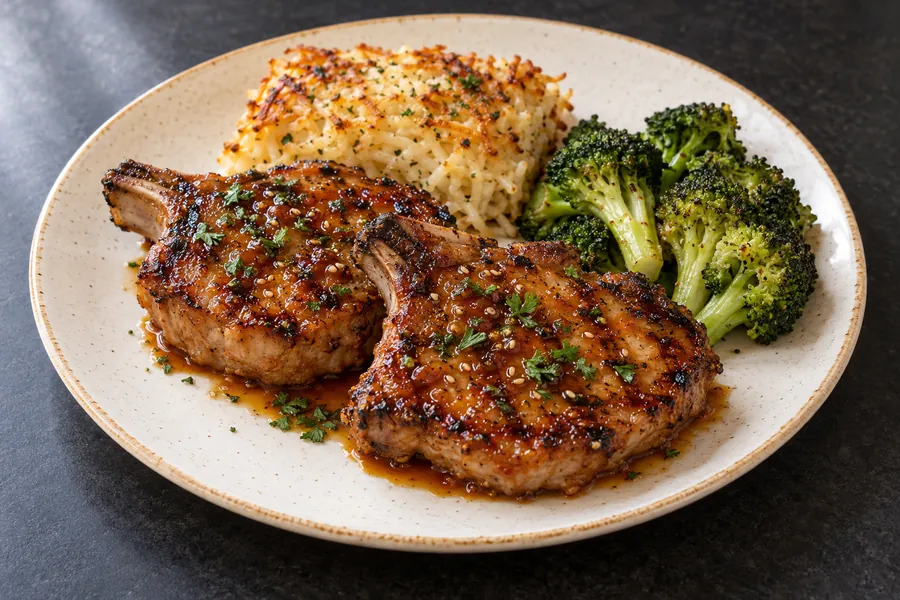 Sesame Orange Glazed Pork Chops