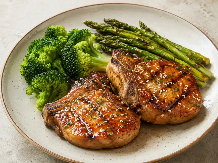 Sesame Orange Glazed Pork Chops